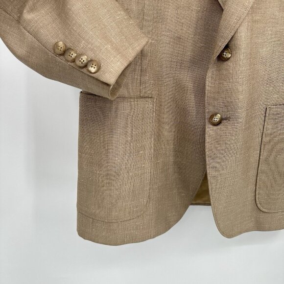 vintage 70s DAKS LONDON jacket blazer sport coat patch pockets retro beige 40L - Picture 5 of 11